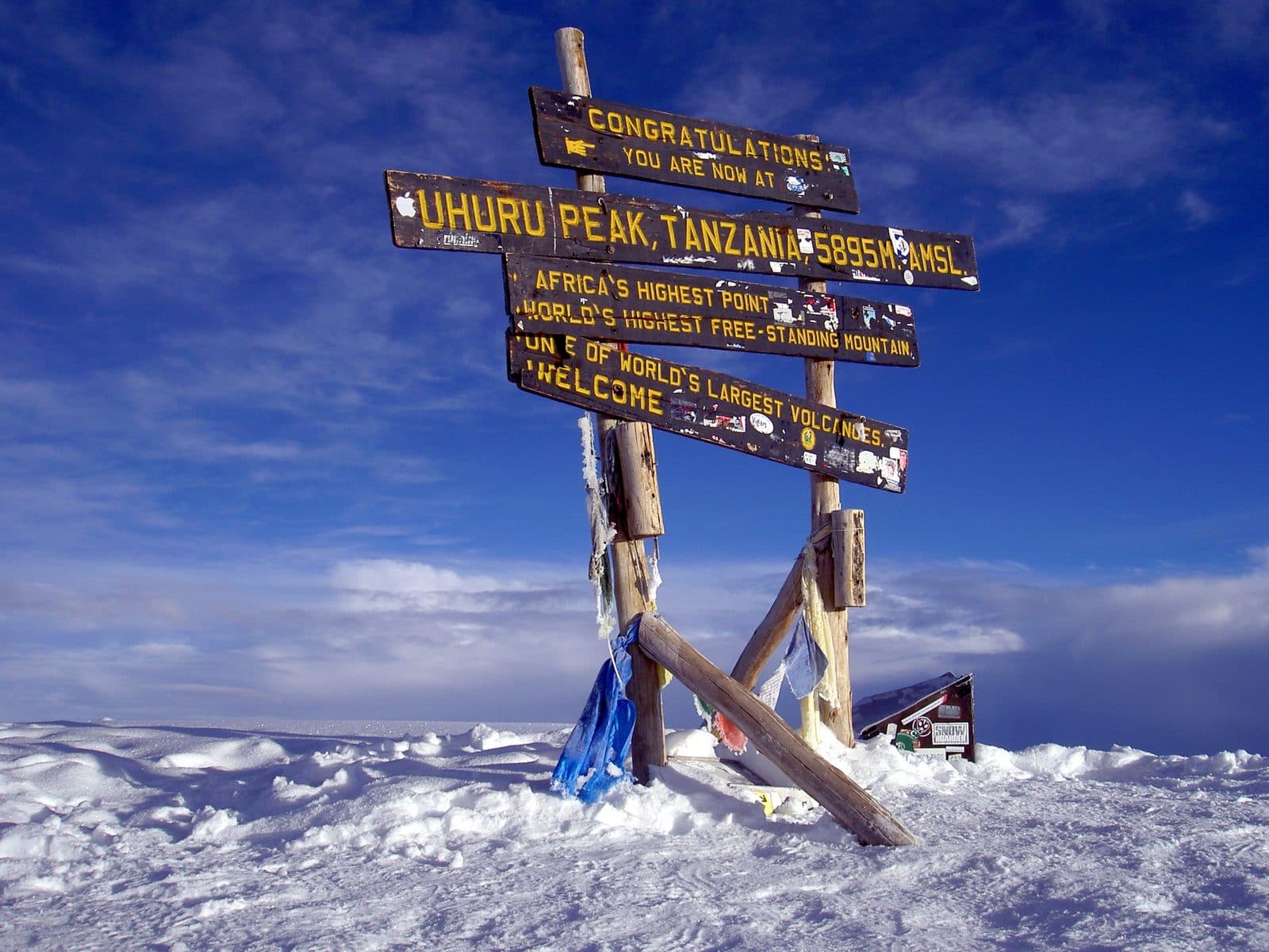 Gipfelschild am Uhuru Peak, 5.895 m