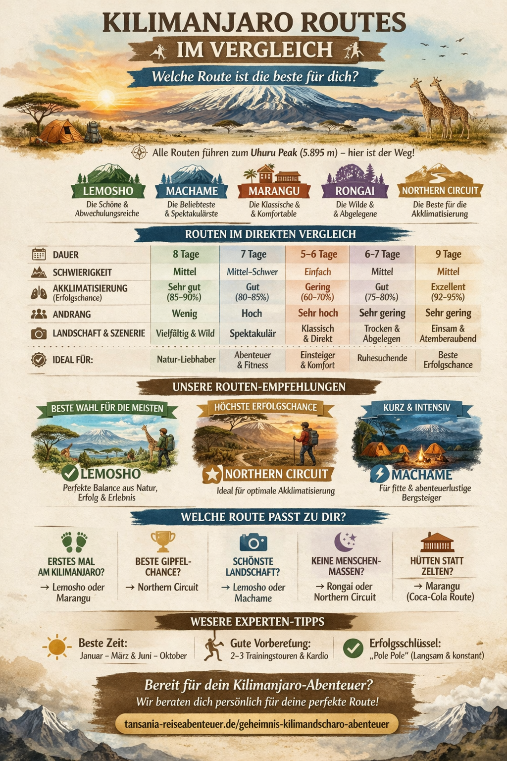 Kilimanjaro Routes Infographic Mobile